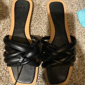 Zara Black Slides